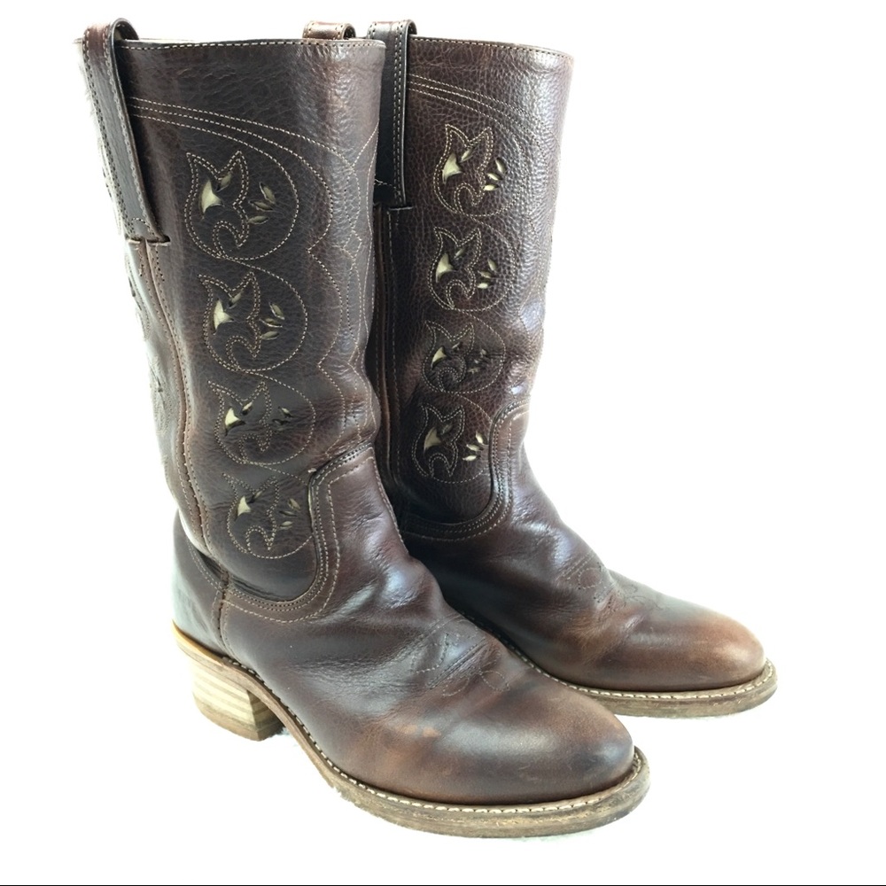 Frye Austin Flower Cut-out Western Cowboy Boots